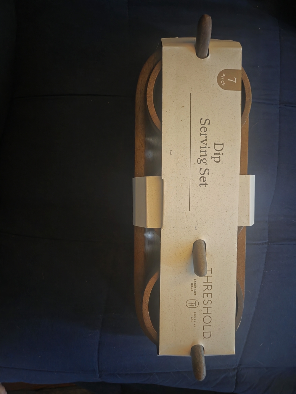 Threshold Wooden Dip Serving Set in Natural Brown